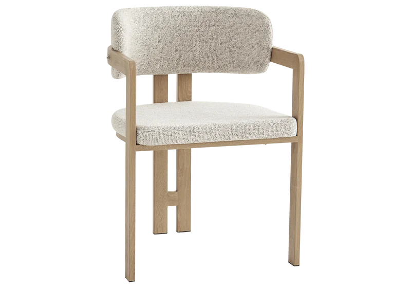 Fauteuil de table tweed capuccino bois clair - Lyra x2