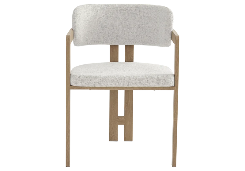 Fauteuil de table bouclé beige bois clair - Lyra x2