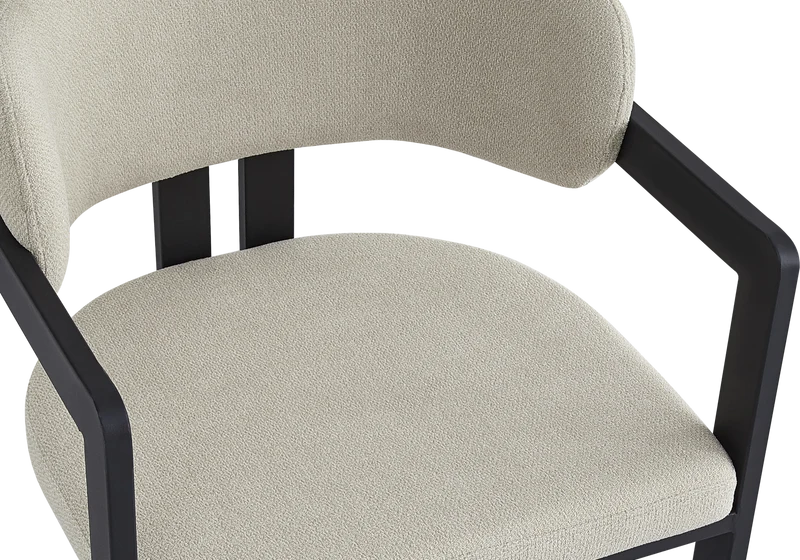 Fauteuil de table bouclé sable pieds noirs - Lyra x2
