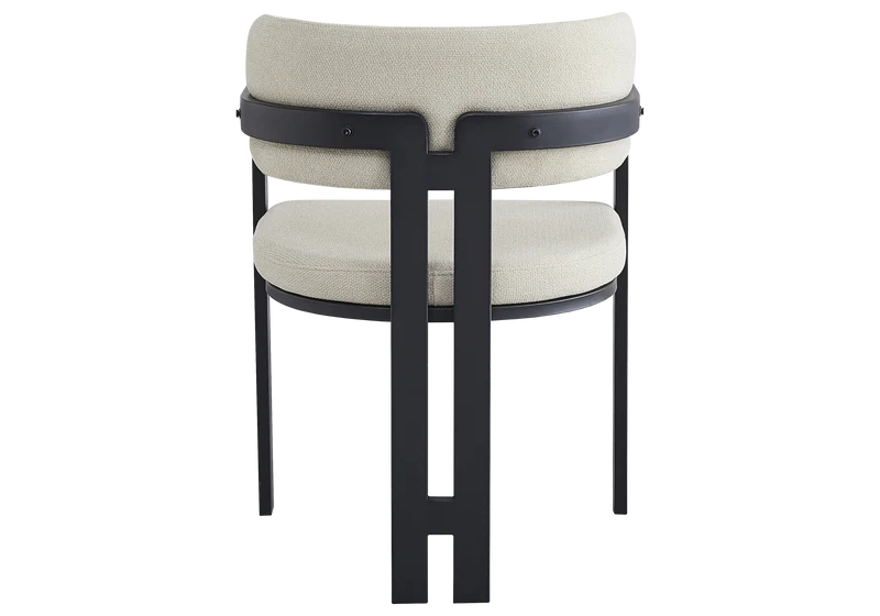 Fauteuil de table bouclé sable pieds noirs - Lyra x2