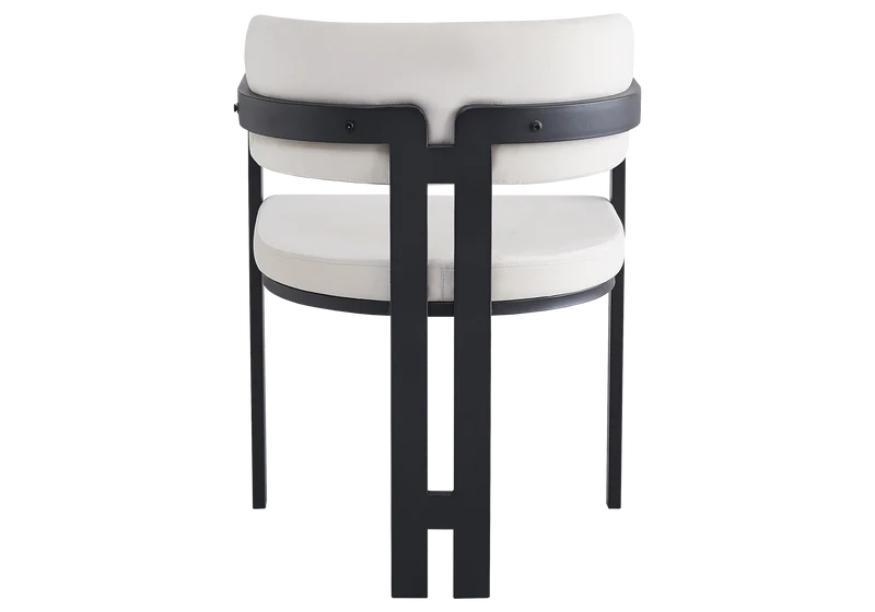 Fauteuil de table velours beige pieds noirs - Lyra x2