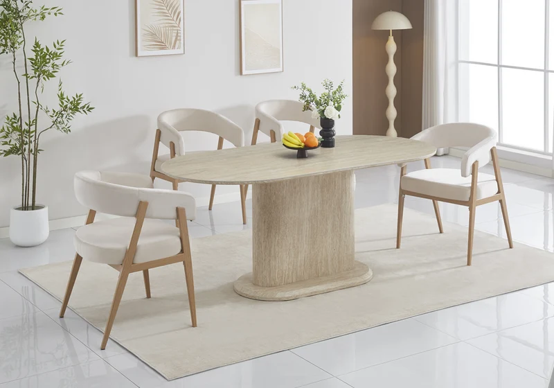 Fauteuil de table texturé beige chêne - Oslo x4