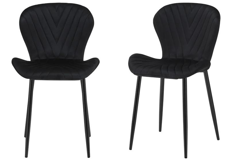 Chaise velours noir pieds noirs - Syra x4
