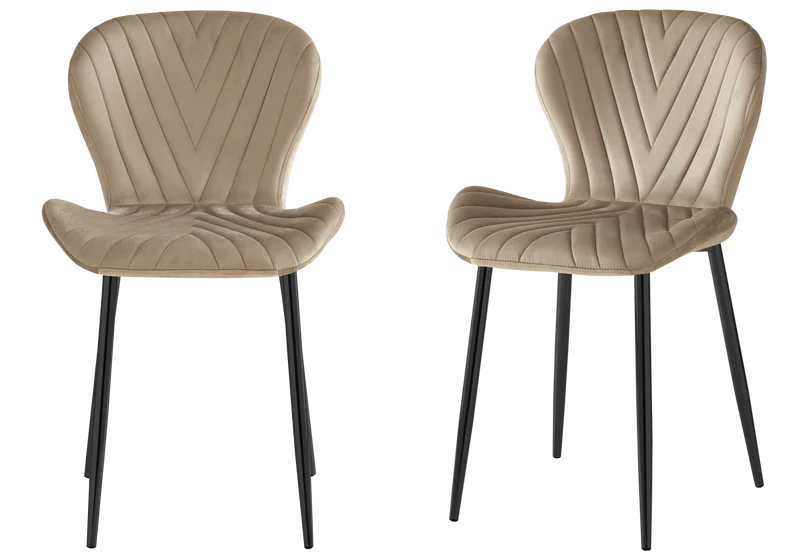 Chaise velours taupe pieds noirs - Syra x4