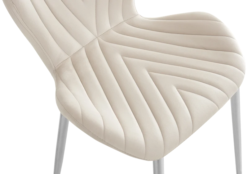 Chaise velours beige pieds argent - Syra x4