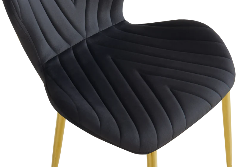Chaise velours noir pieds dorés - Syra x4