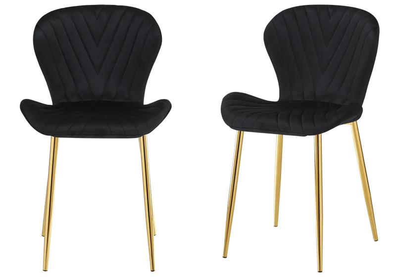 Chaise velours noir pieds dorés - Syra x4