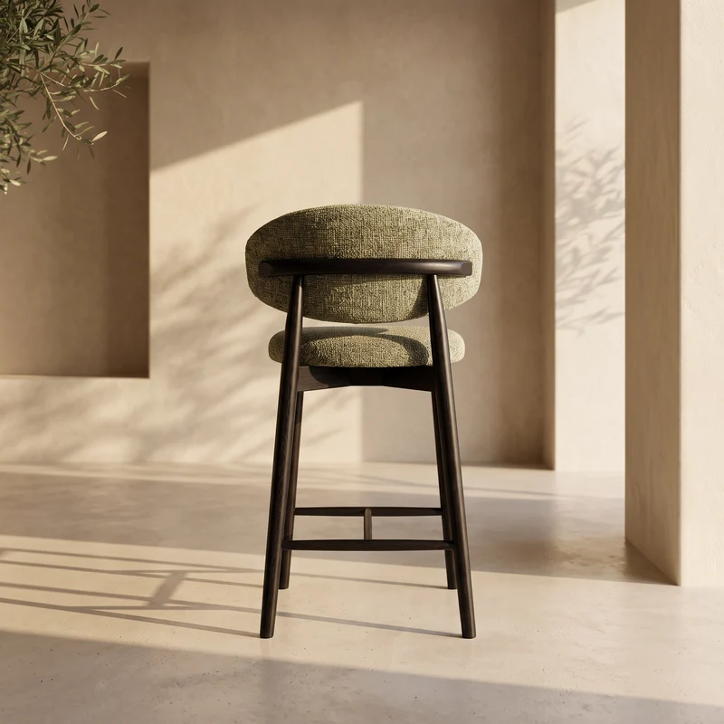 Tabouret JASPE Vert et Bois noir
