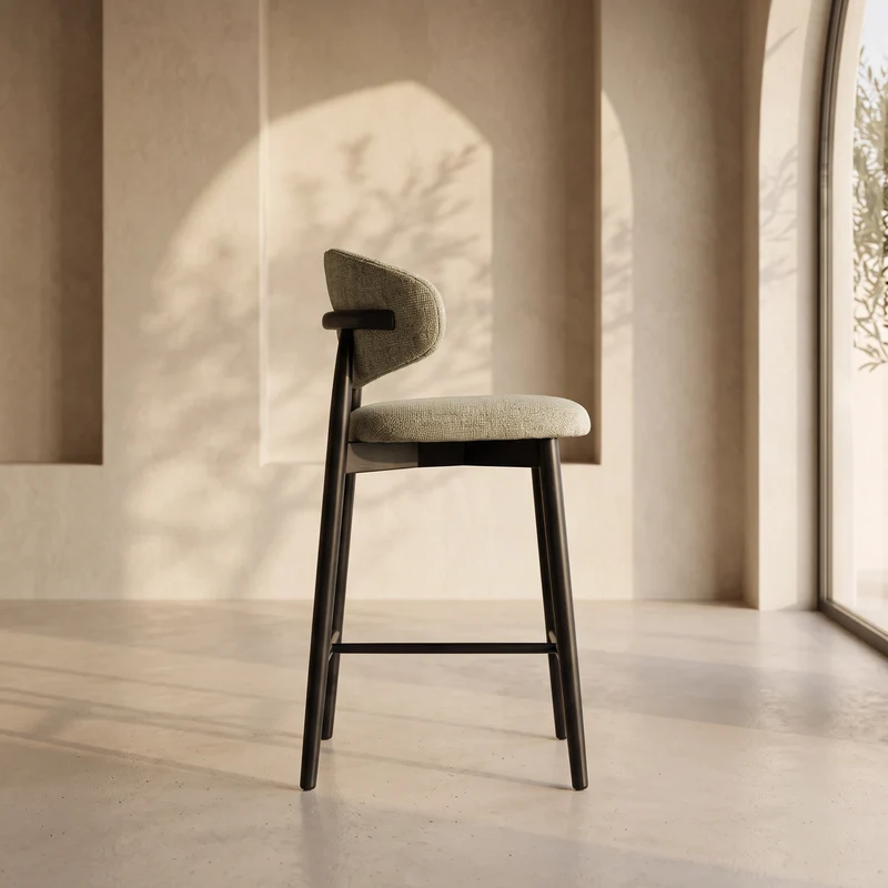 Tabouret JASPE Vert et Bois noir