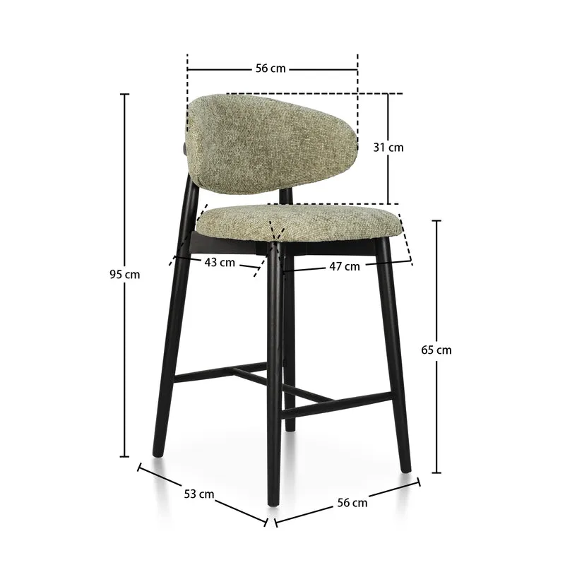 Tabouret JASPE Vert et Bois noir