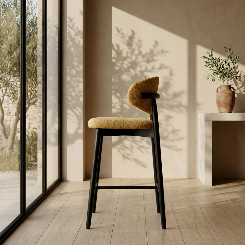 Tabouret JASPE Jaune et bois noir