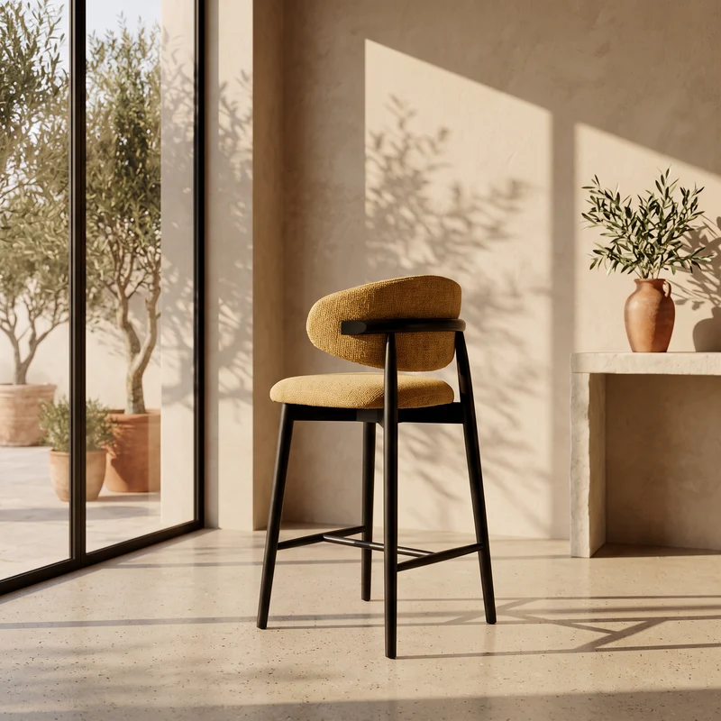 Tabouret JASPE Jaune et bois noir