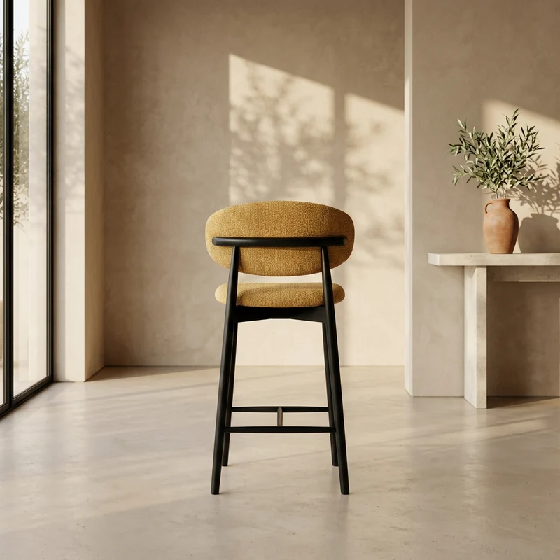 Tabouret JASPE Jaune et bois noir