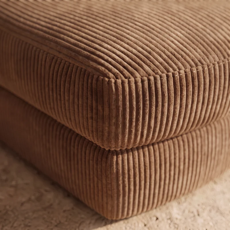 Pouf Roma marron en tissu côtelé