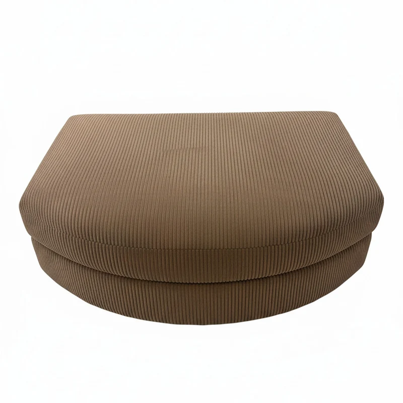 Pouf Roma marron en tissu côtelé