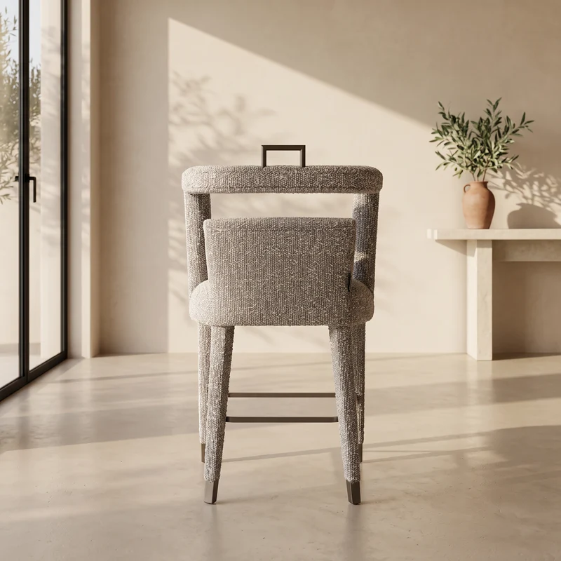 Tabouret Paloma en bouclette beige