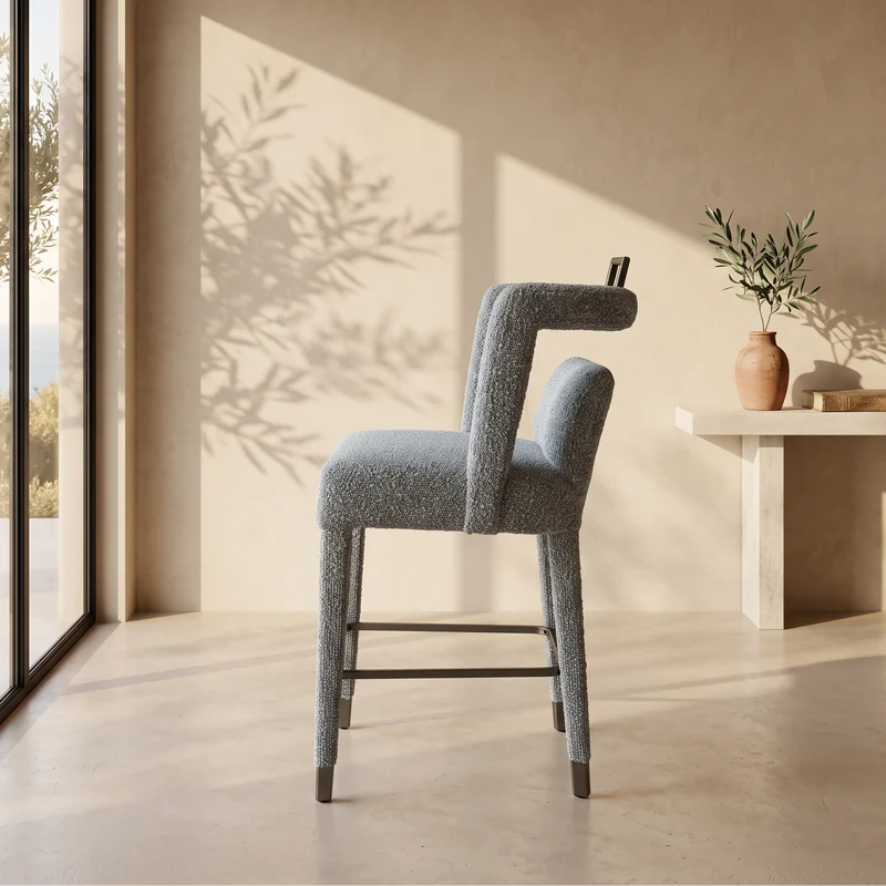 Tabouret Paloma en bouclette beige