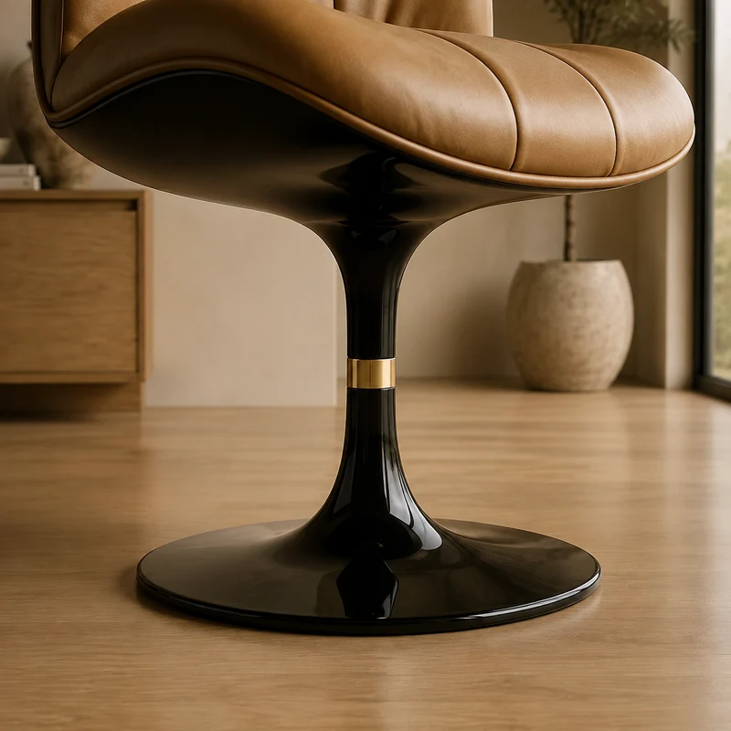 Chaise KISS pivotante en cuir camel