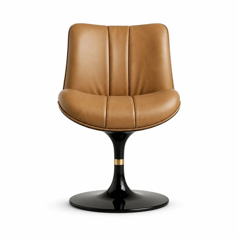 Chaise KISS pivotante en cuir camel