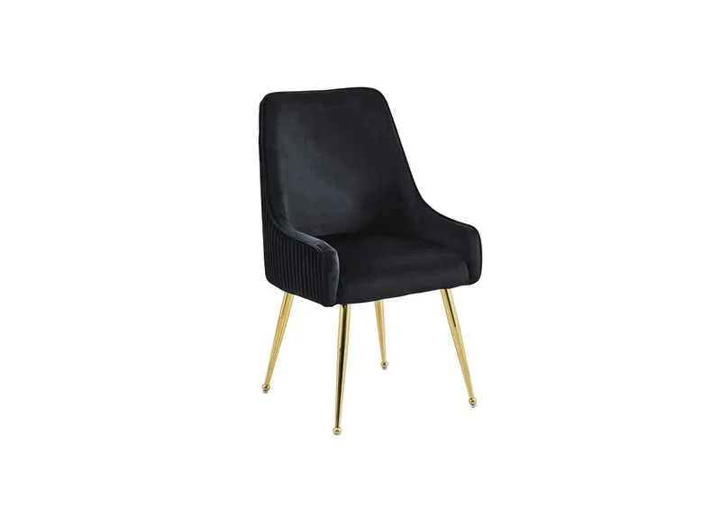 Lot de 2 chaises en velours noir pieds en métal doré DORY