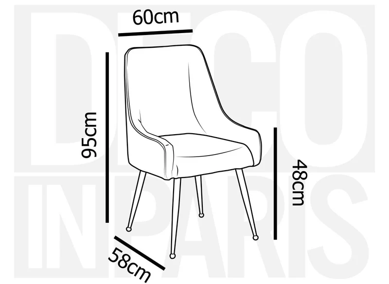 Lot de 2 chaises en velours noir pieds en métal doré DORY
