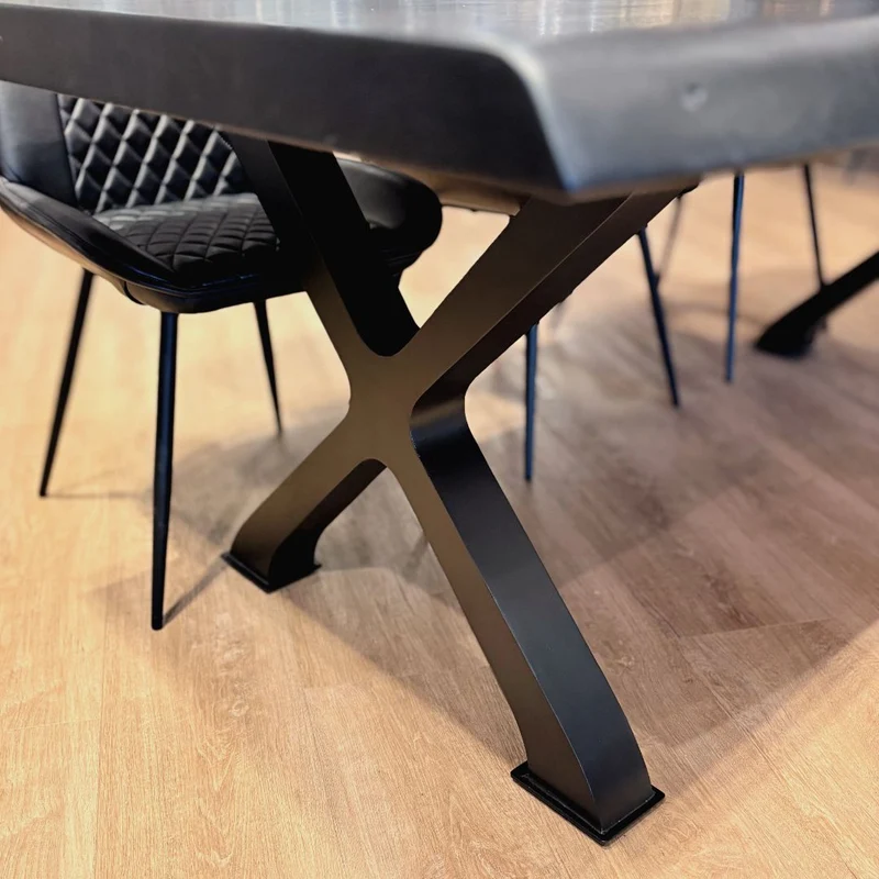 Table à dîner acacia 2" bord naturel onyx base Docks