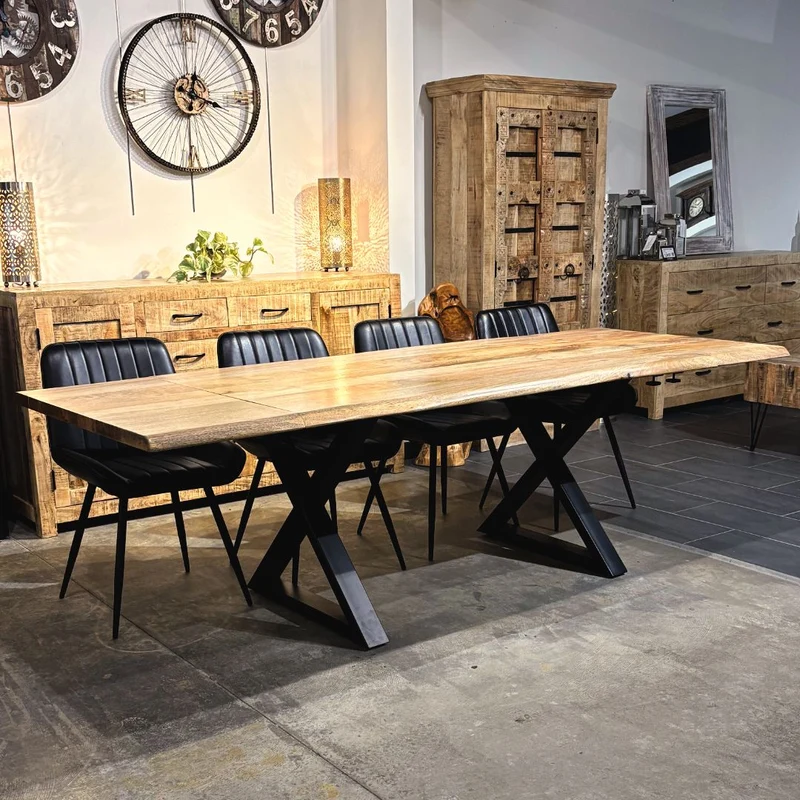 Table à dîner extensible manguier 1.5" bord naturel X
