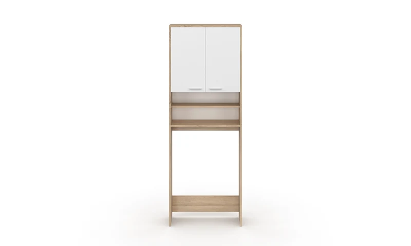 Meuble spécial dessus machine à laver Will blanc et bois