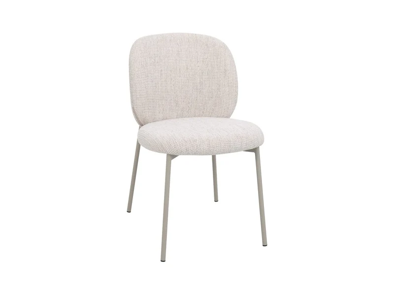 Lot de 2 chaises en tweed écru et pieds en métal gris MARCUS