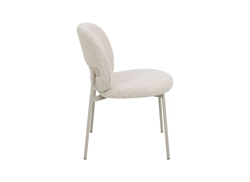 Lot de 2 chaises en tweed écru et pieds en métal gris MARCUS