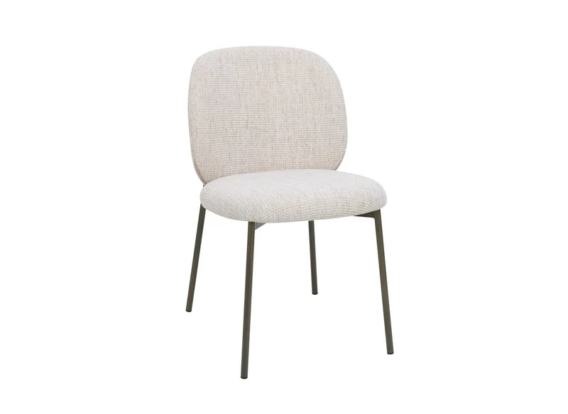 Lot de 2 chaises en tweed écru et pieds en métal marron MARCUS