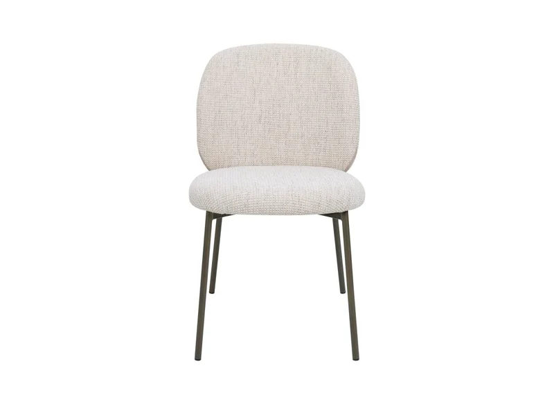 Lot de 2 chaises en tweed écru et pieds en métal marron MARCUS