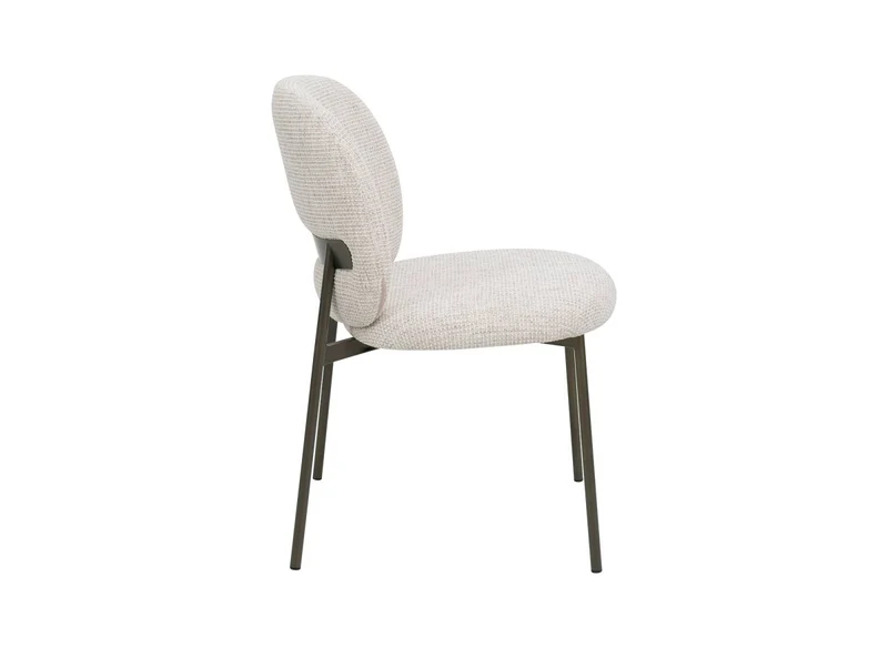 Lot de 2 chaises en tweed écru et pieds en métal marron MARCUS