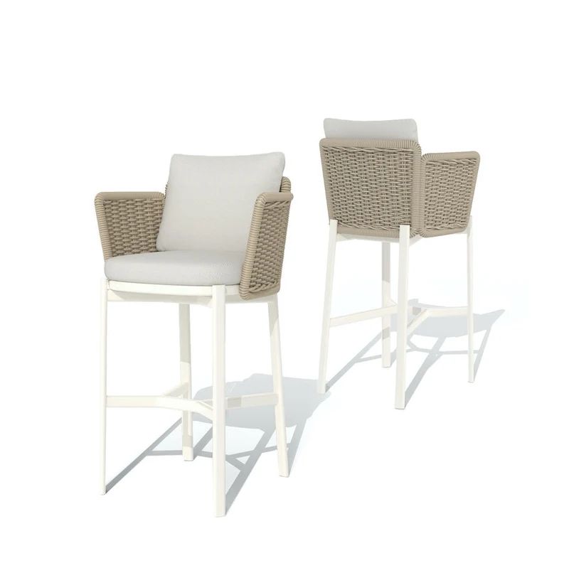Tabouret Catalina en aluminium et corde tressée