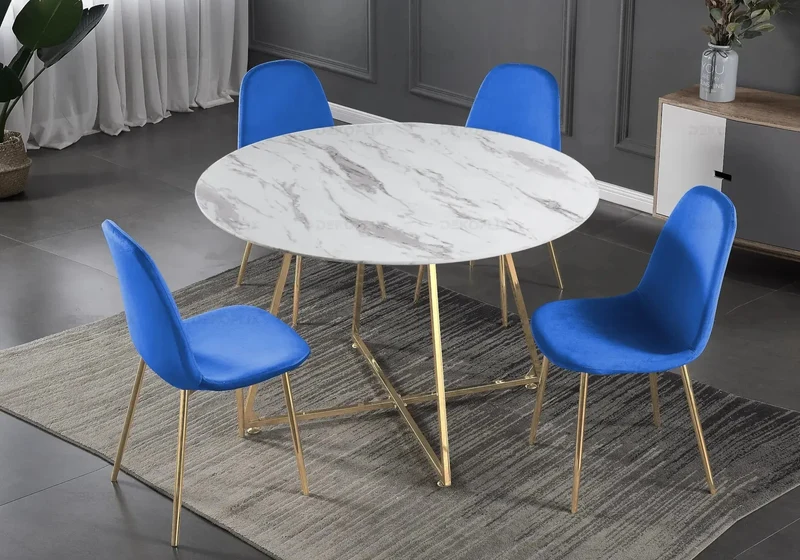 Chaises scandinaves en velours bleu - Gina x6