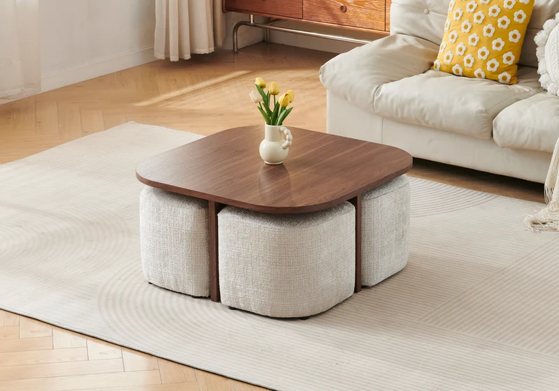 Table basse avec poufs gain de place - Mira