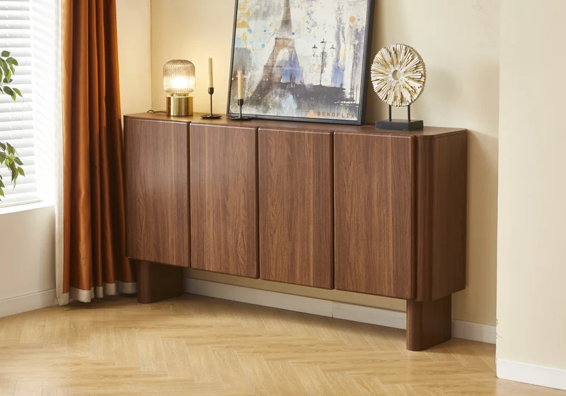 Buffet 4 portes noyer Japandi - Oris