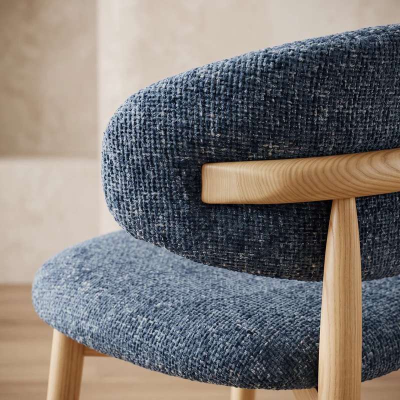 Tabouret Jaspe bleu en bois naturel