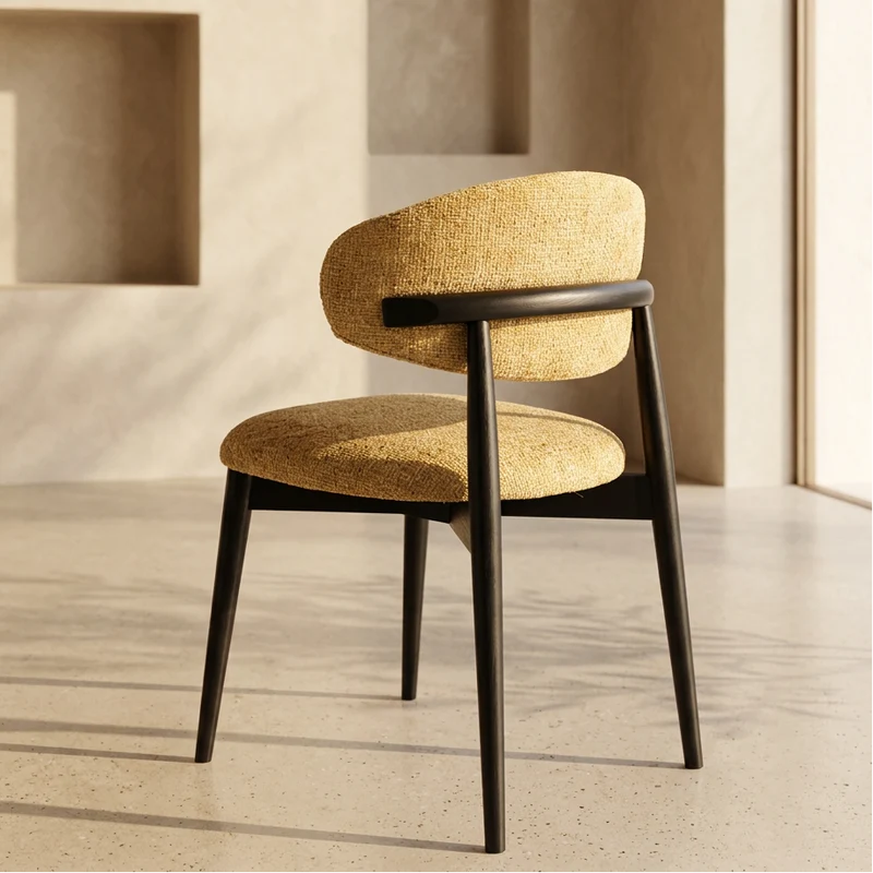 Chaise Jaspe Jaune et bois noir