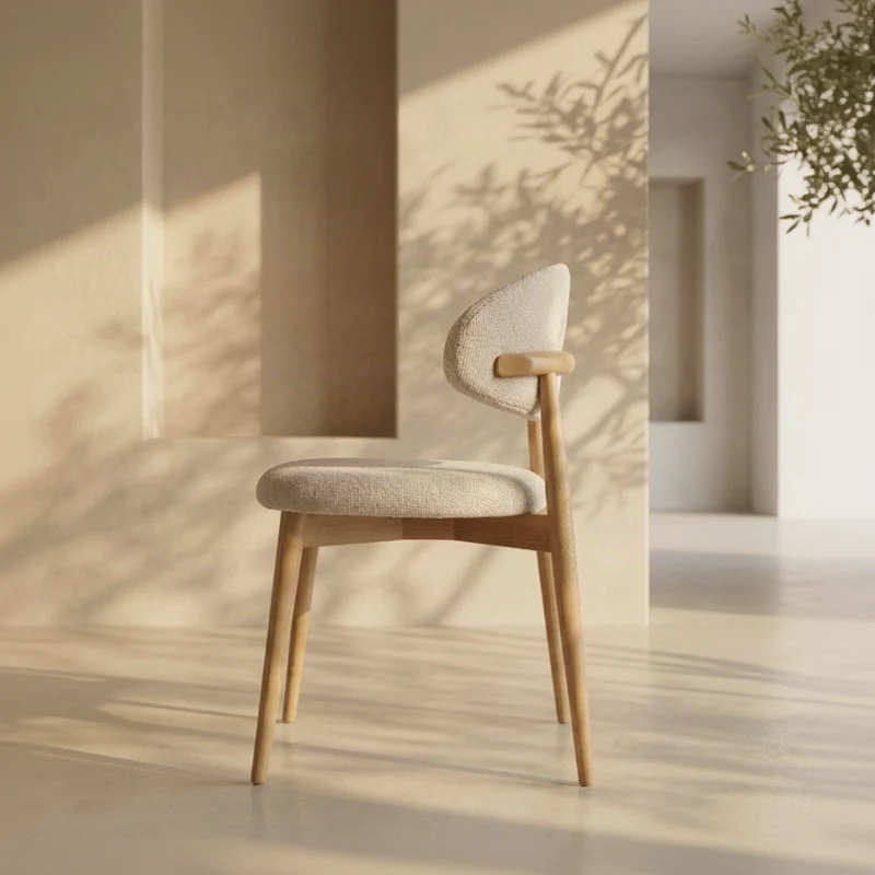 Chaise Jaspe Blanche et bois naturel
