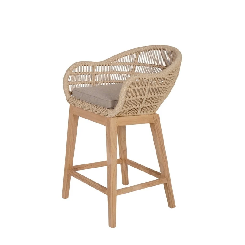 Tabouret en Teck Tressé