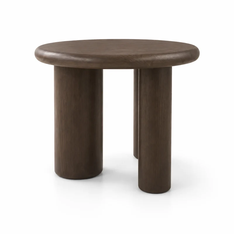 Table basse ANA ronde en noyer – Ø 60 × H 50 cm