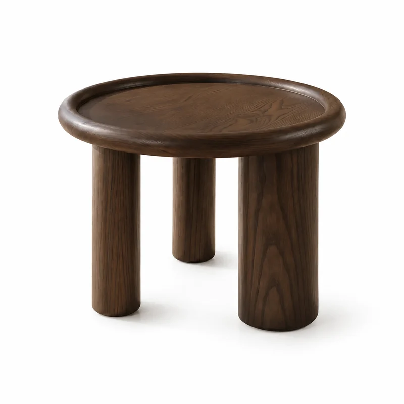 Table basse ANA ronde en noyer – Ø 60 × H 41 cm