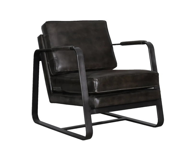 Fauteuil cuir noir Parson