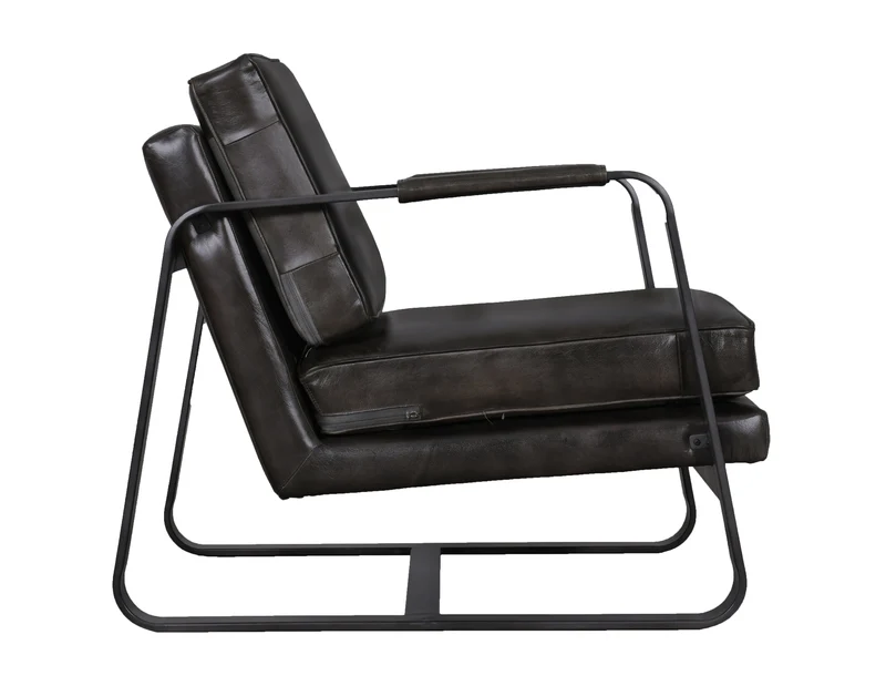 Fauteuil cuir noir Parson