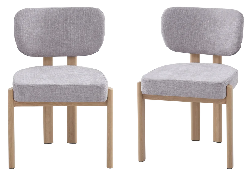 Chaise salle à manger velours gris bois - Inaya x4