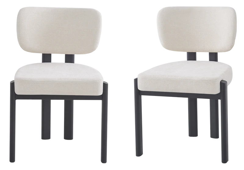 Chaise salle à manger velours beige noir - Inaya x4
