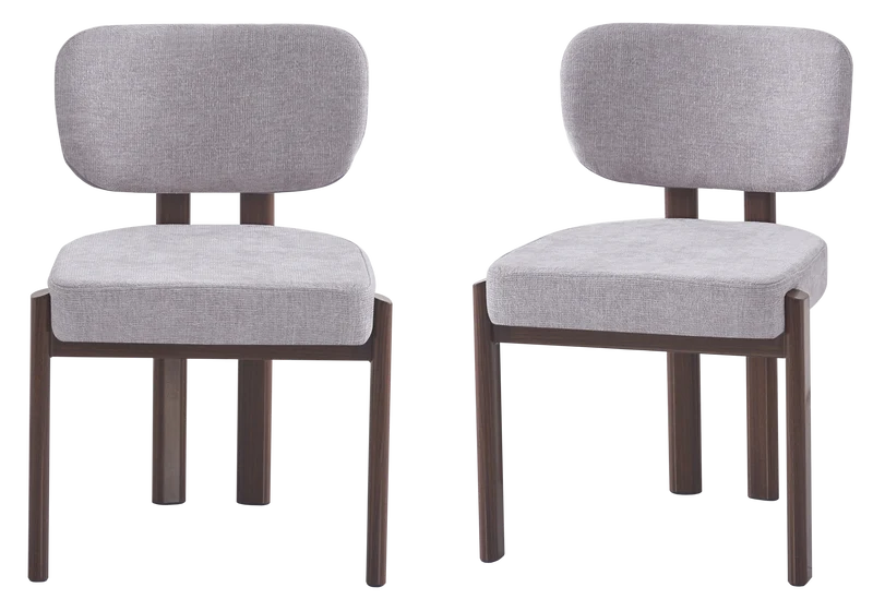 Chaise salle à manger velours gris noyer - Inaya x4