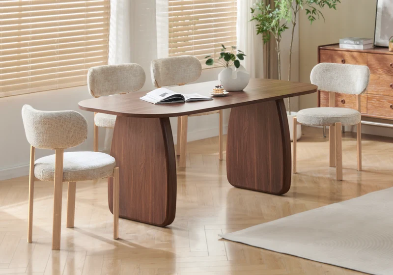 Chaise de table beige bois clair Japandi - Kuro x4