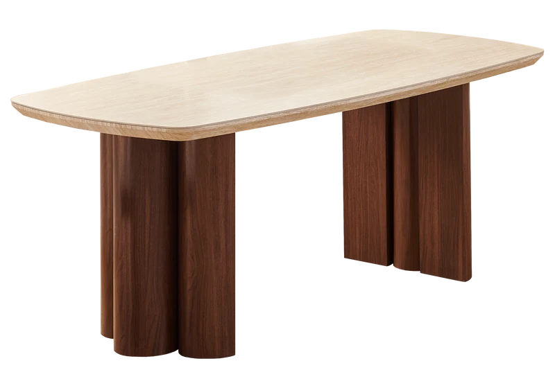 Ensemble table travertin et 4 chaises noyer - Doria